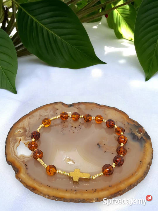 Bransoletka różaniec dziesiątka różańca BURSZTYN mazowieckie Warszawa sprzedam