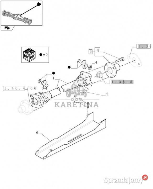 Holland T6010 Wałek napędowy 52mm d 1113 Jastrzębniki sprzedam
