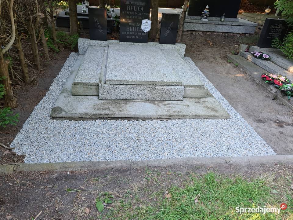 Wysypanie obsypanie kamykami grobu Cmentarz Wrocław