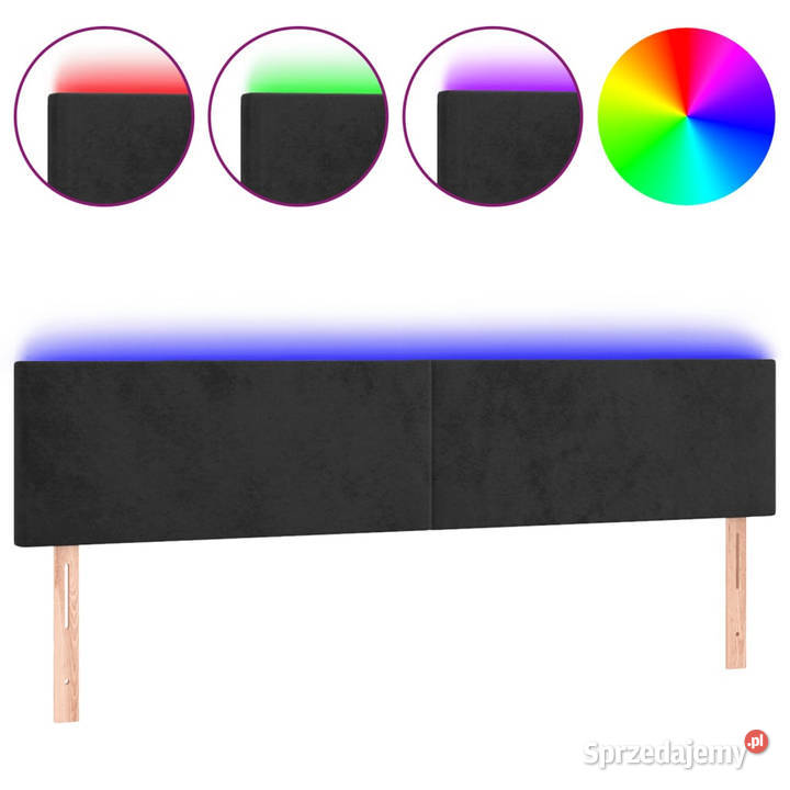 Zagłówek do łóżka z LED czarny 160x5x7888