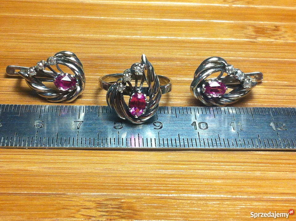 Srebrny komplecik z turmalinami lubelskie sprzedam