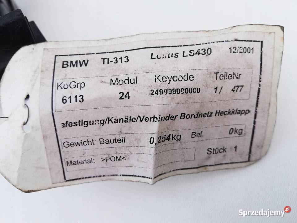 WIĄZKA ZŁĄCZE KLAPY BAGAŻNIKA LEXUS LS430 Nowy Tomyśl sprzedam