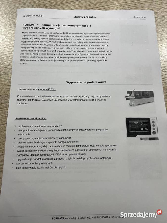 okleiniarka Felder Tempora 4503 LX