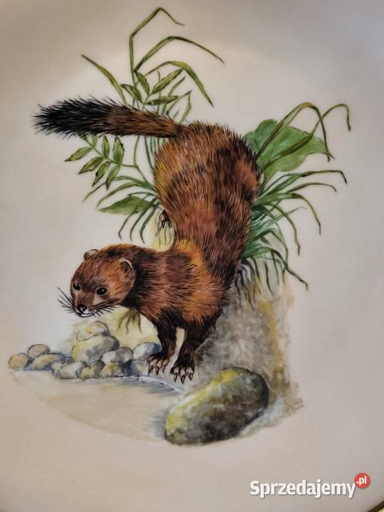 Ręcznie malowany talerz z norką 1963 Gdańsk