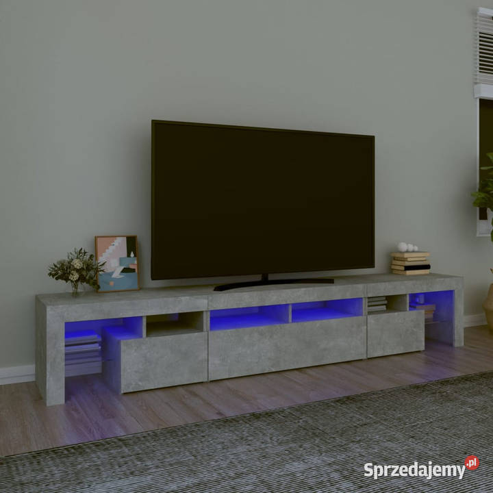 Szafka pod TV z oświetleniem LED szarość betonu mazowieckie Warszawa
