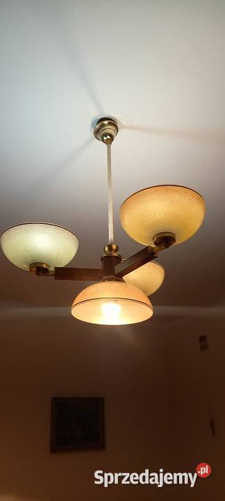Trzyramienny żyrandol z kloszami w stylu Art Skierniewice sprzedam