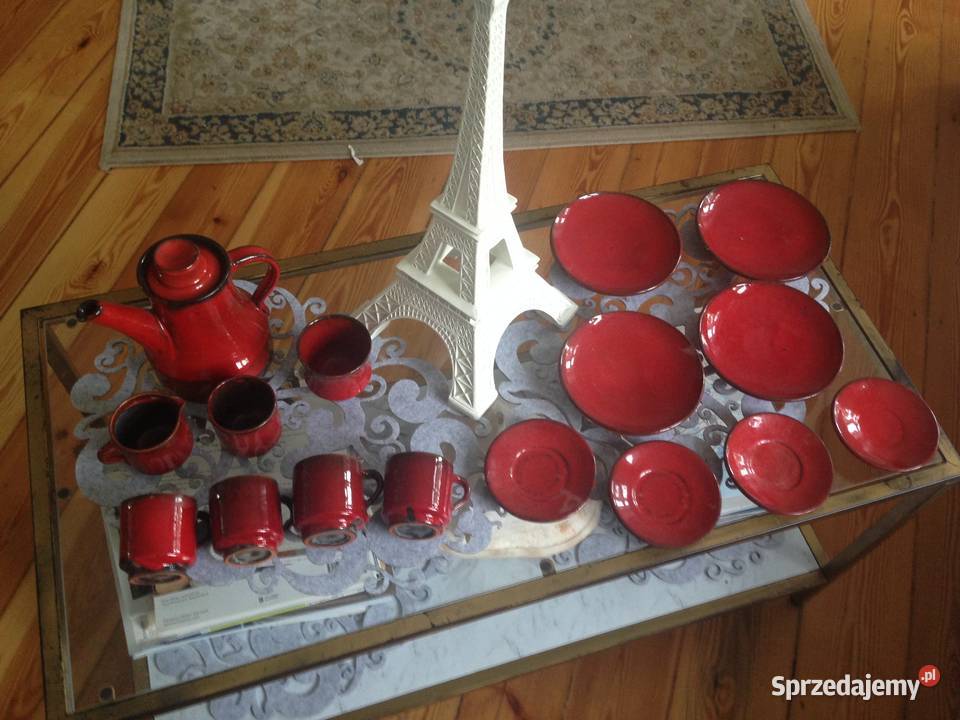 Serwis kawowy pięknie szkliwiony ceramika pomorskie Gdańsk sprzedam