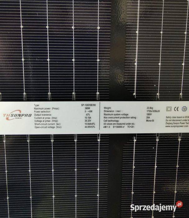 HIT PANEL PV SUNPRO 390W BIFACIAL Full Black 289