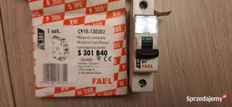 Sprzedam wyłącznik FAEL S301 jednofazowy B40A podkarpackie