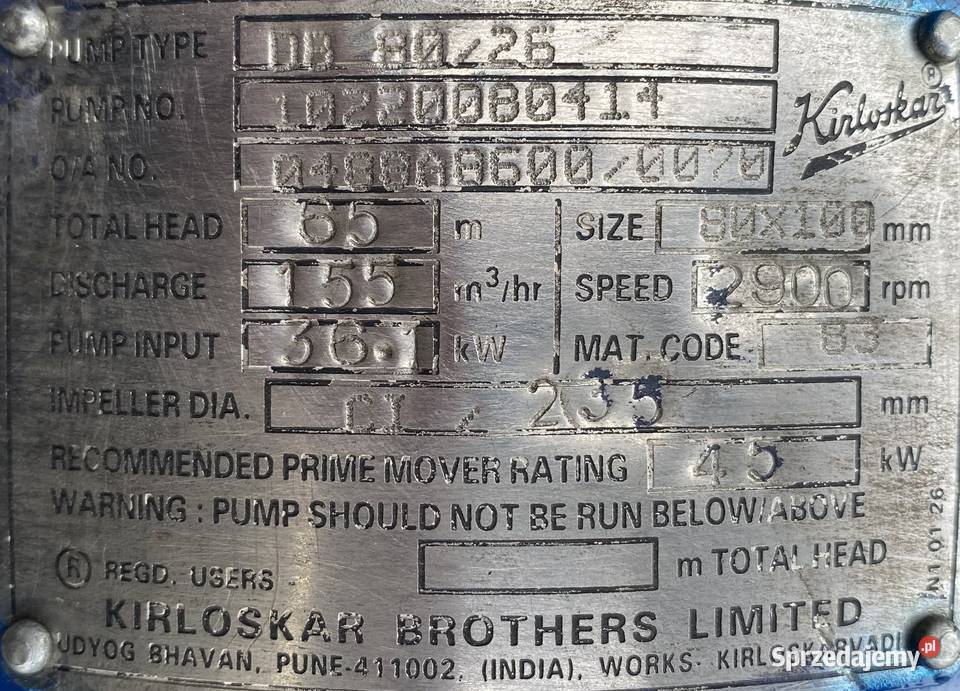 pompa DB 8026 37kW 2955obr Pigża