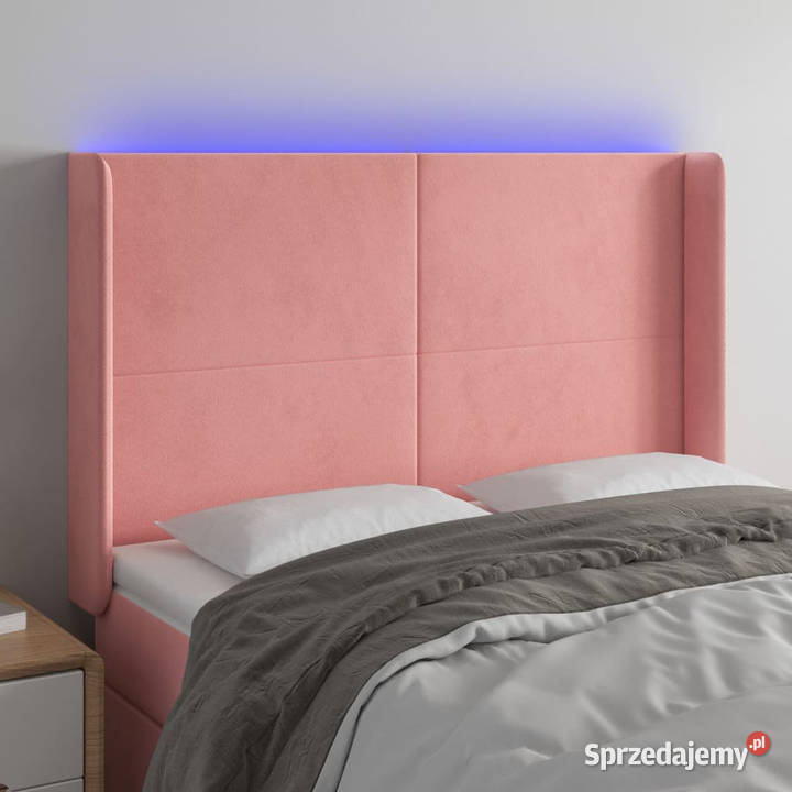 Zagłówek do łóżka z LED różowy 147x16x118128