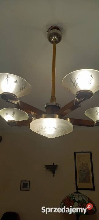 Pięcioramienny żyrandol w stylu Art Deco Antyki Skierniewice
