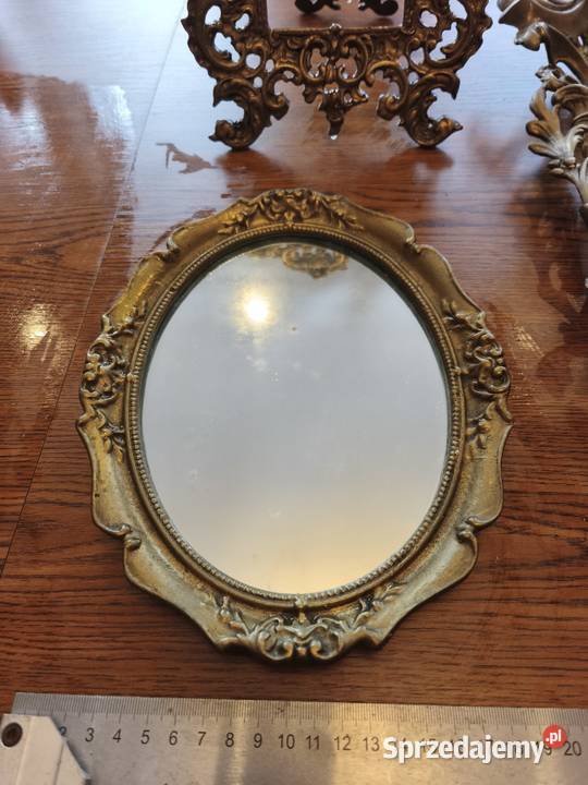 Zestaw z mosiądzu lustro duże i małe ramka na Antyki świętokrzyskie Kielce