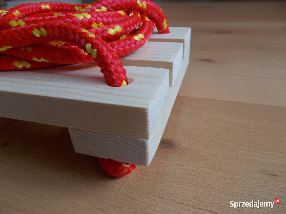 Drewniana sosnowa solidna huśtawka z liną dzieci Ruda Śląska