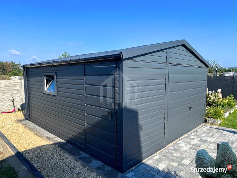 Garaż blaszany 45x4m brama uchylna drzwi okno Wągrowiec