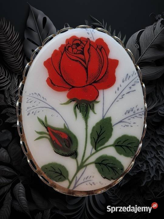 VINTAGE BROSZKA PORCELANOWA KWIAT RÓŻA Częstochowa