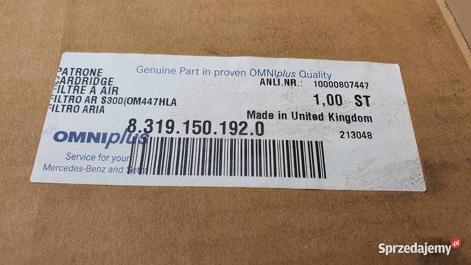 FILTR POWIETRZA EVOBUS 83191501920 lubuskie Bieleń