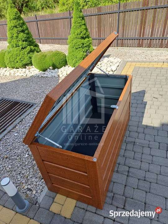 Skrzynia ogrodowa metalowa kufer 150x60x70 złoty Lidzbark Warmiński