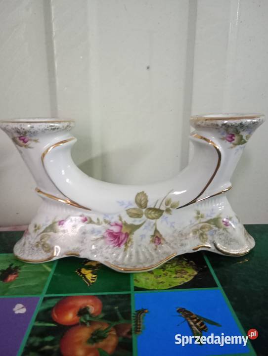 Wazonik Dzbanek Świecznik Serwetnik w różyczki z