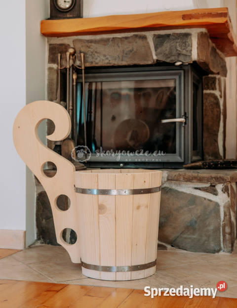 Góralski czerpak Duża drewniana doniczka małopolskie Szaflary