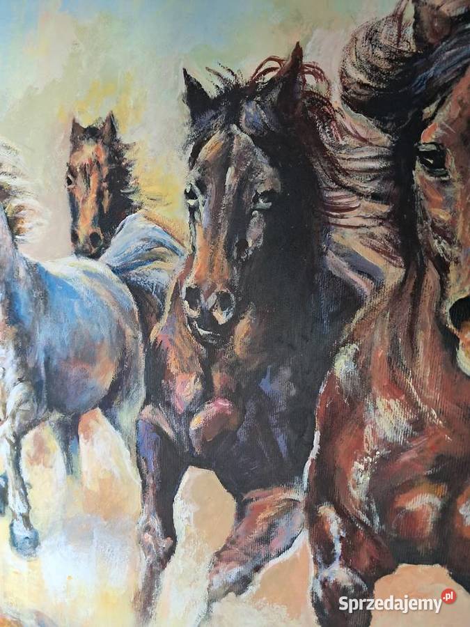 konie obraz olejny na płótnie 90x60