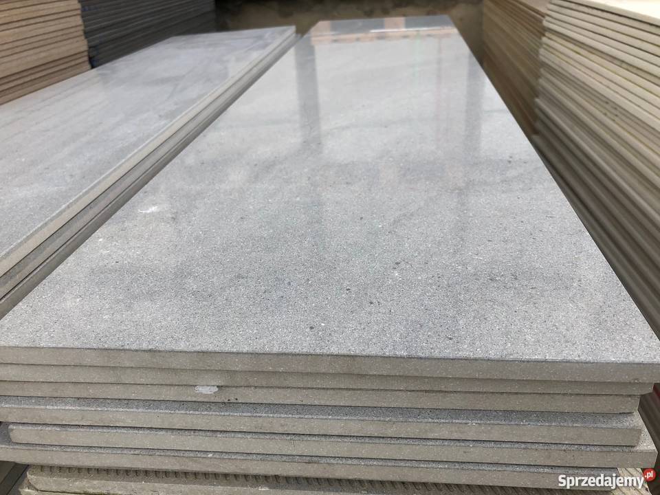 Gruby gres polerowany 120x30 szary połysk