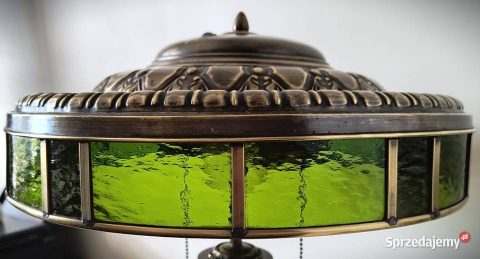 Stara lampa mosiądz witraż szkło Antyki, Sztuka, Kolekcje sprzedam