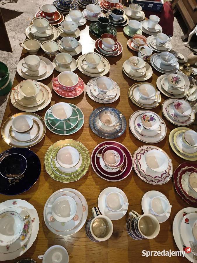 Duża kolekcja filiżanek porcelanowych vintage łódzkie Chorzew