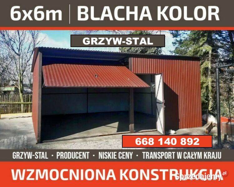 Garaż Blaszany JEDNOSPADOWY Czerwony RAL Garaże blacha Tomaszów Lubelski