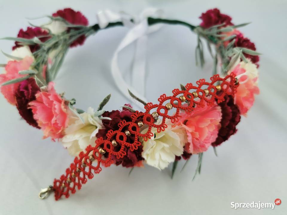 Bransoletka frywolitkowa Wiśniowa sprzedam