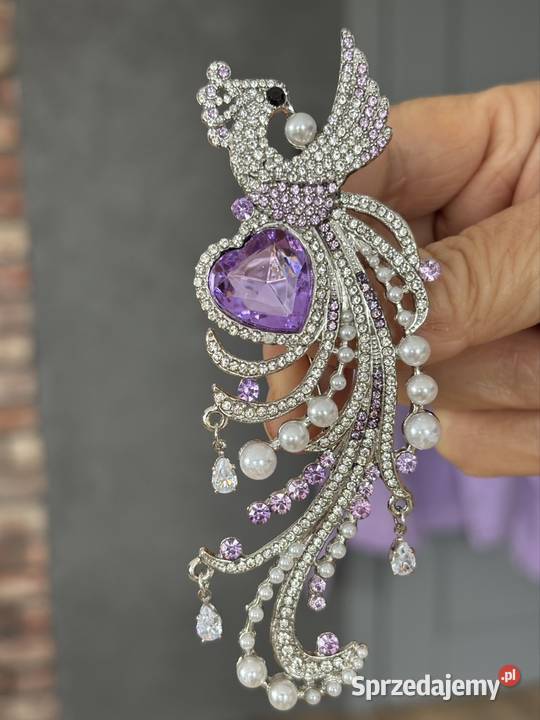 Broszka piękny ptak feniks odcienie lila Kraków
