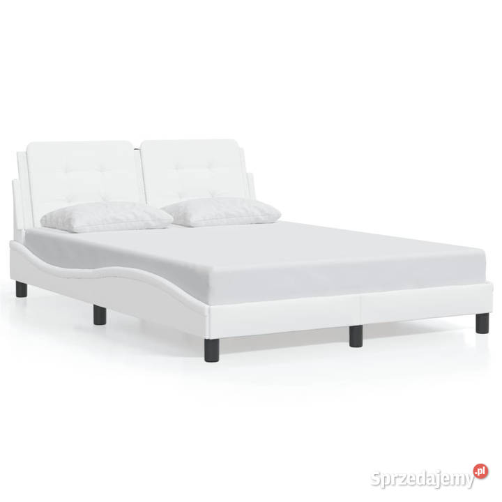 Rama łóżka z LED biała sztuczna skóra 140x200 Łóżka Warszawa