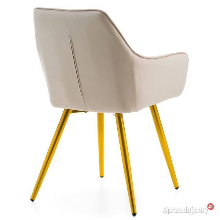 Beżowe Krzesło Vasto Złote Nogi Wysyłka 24H 58cm wielkopolskie Tarchały Małe