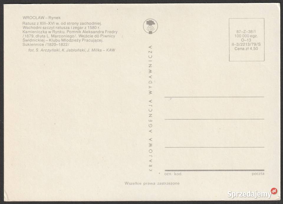 WROCŁAW WIELOWIDOKOWA 1979 BEZ OBIEGU Łódź sprzedam