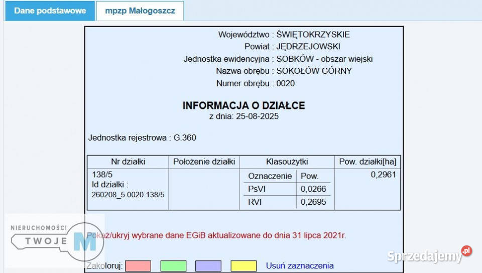Grunt do sprzedania Sobków 2961 metrów sprzedam