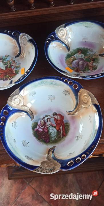 Patera ze scenką w lustrze misa z ażurem Gdańsk