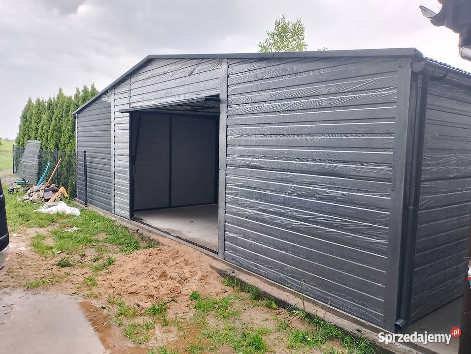 Grafitowy Blaszak bramy uchylne TANIO Garaże samodzielny Oborniki