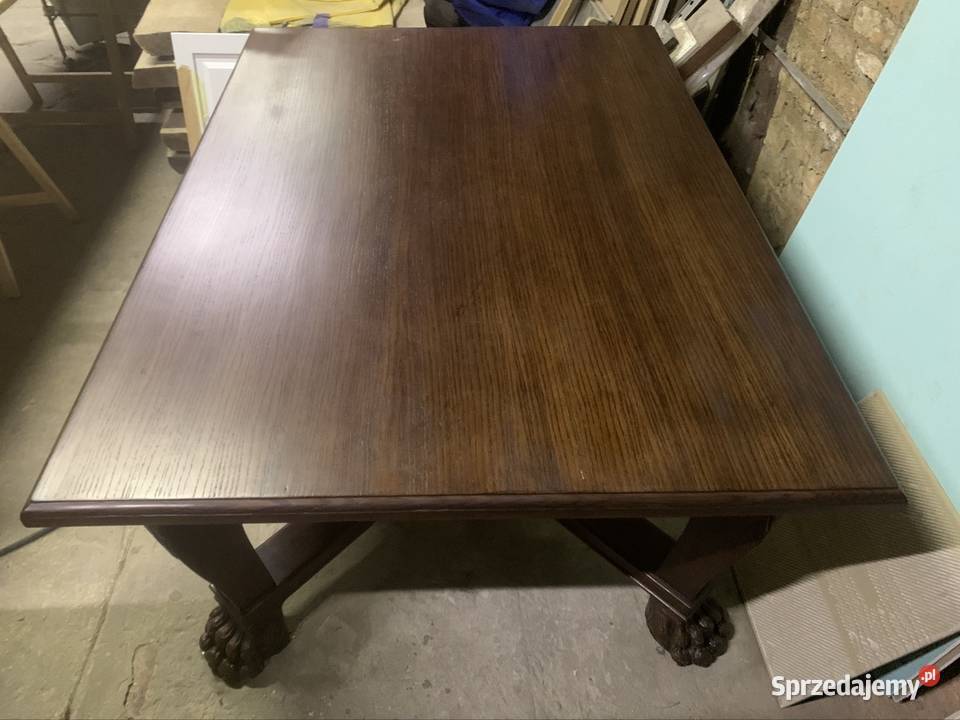 Stół drewniany z lwimi nogami 160x115 mazowieckie Warszawa