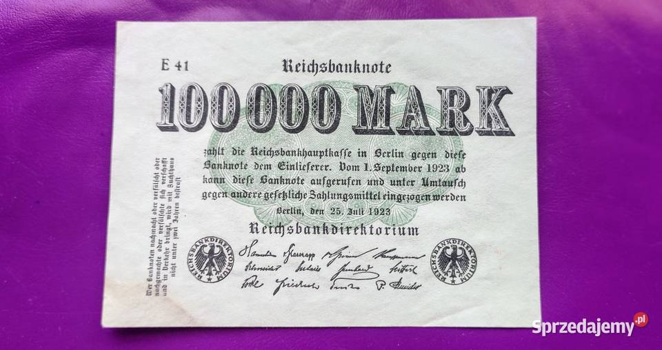 Banknot Niemcy 100.000 Mark 1923 -  E41 / Ładny