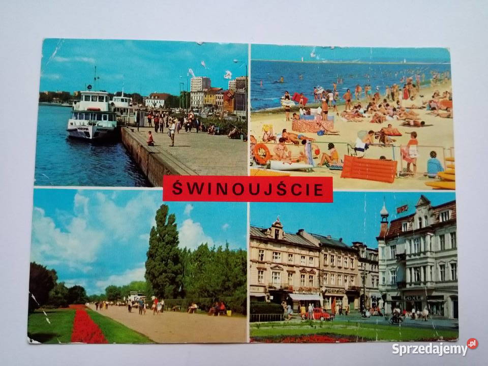 Pocztówka Świnoujście z lat 80tych Znaczek Dąbrowa Górnicza