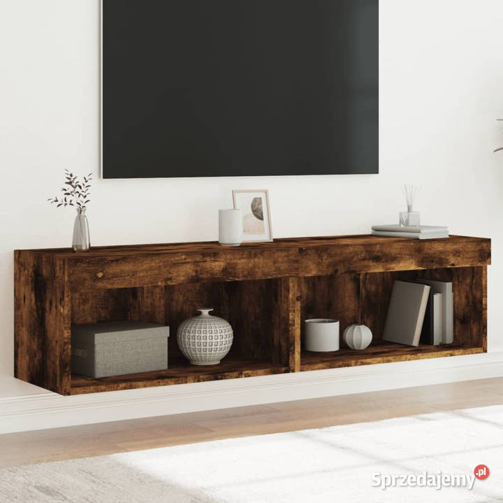 Szafki pod TV z LED 2 przydymiony dąb 60x30x30 RTV