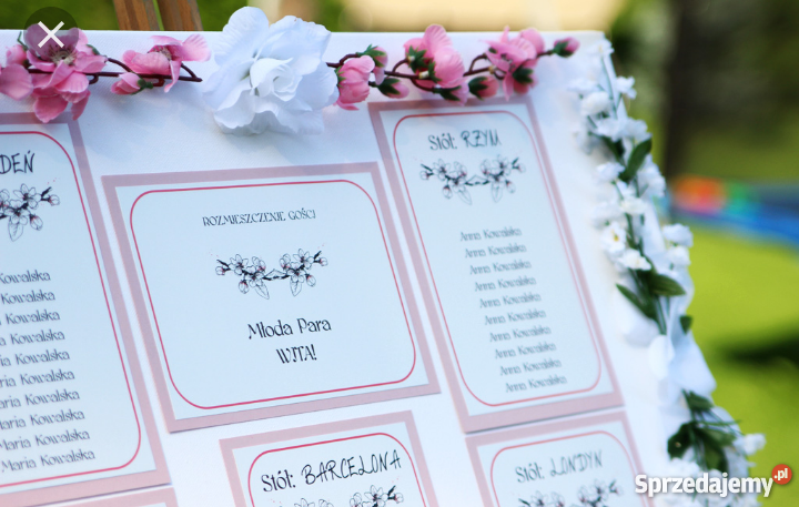 Tablica z rozmieszczeniem gości weselnych wielkopolskie Poznań