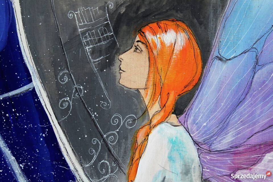 Anioł obraz malowany na drewnie ANIOŁ MARZEŃ śląskie Katowice