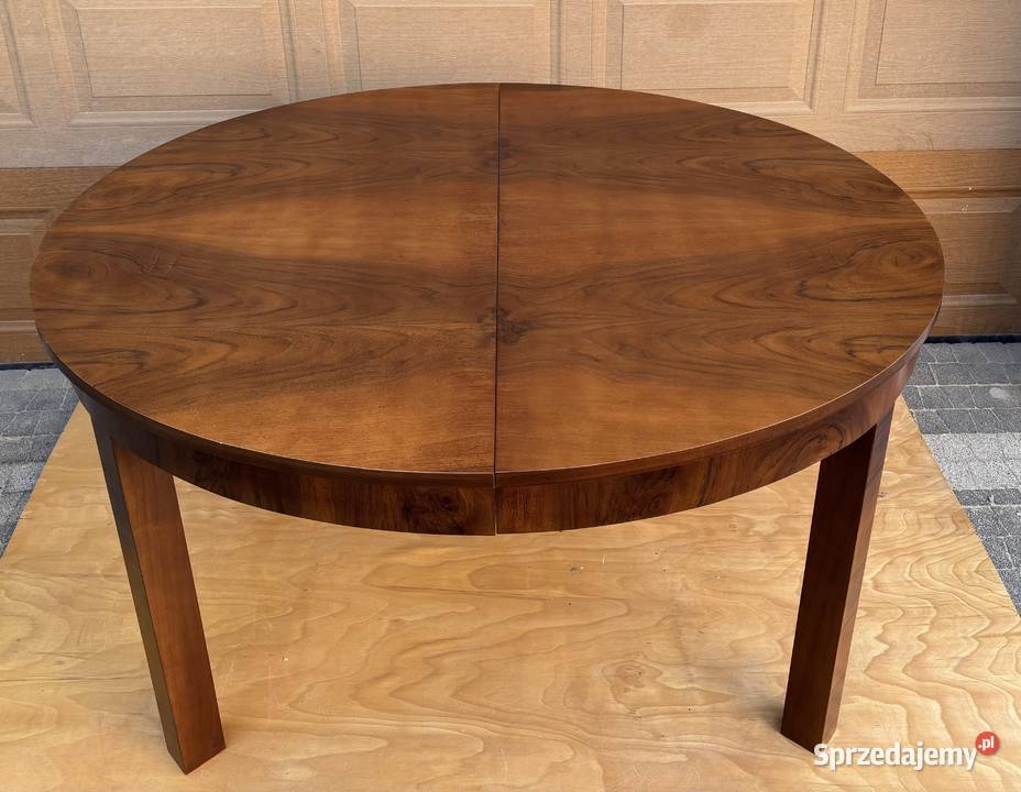 Stół Owalny Orzech 137x120 ART DECO Rozkładany Warszawa