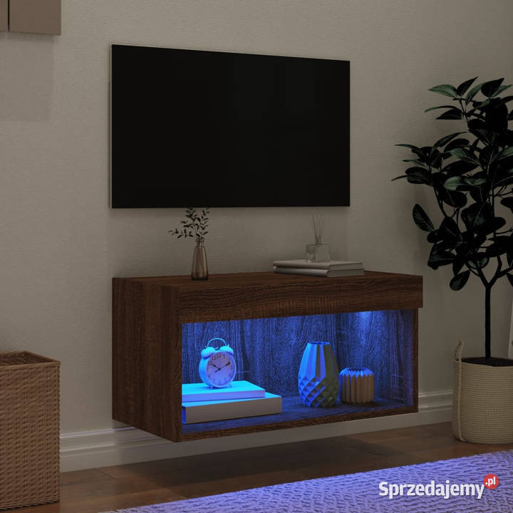 Szafka pod TV z LED kolor brązowy dąb 60x30x30 Warszawa sprzedam