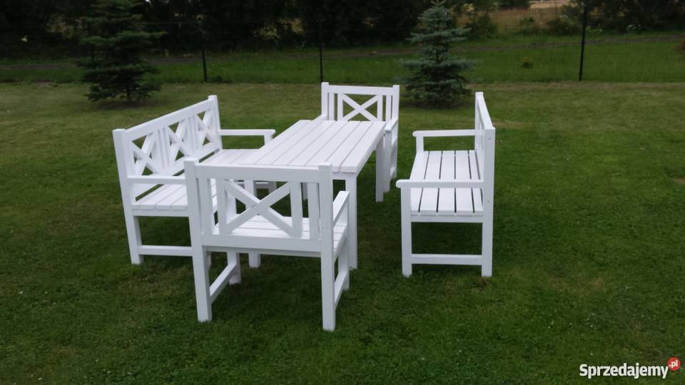 Meble tarasowe białe retro styl Wołów
