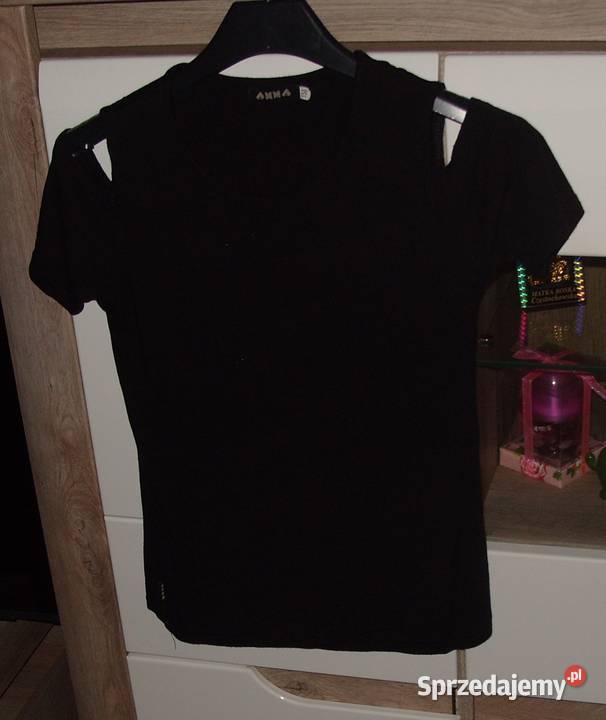 Czarna Bluzka z opuszczonymi rękawkami ANNA Rawicz sprzedam