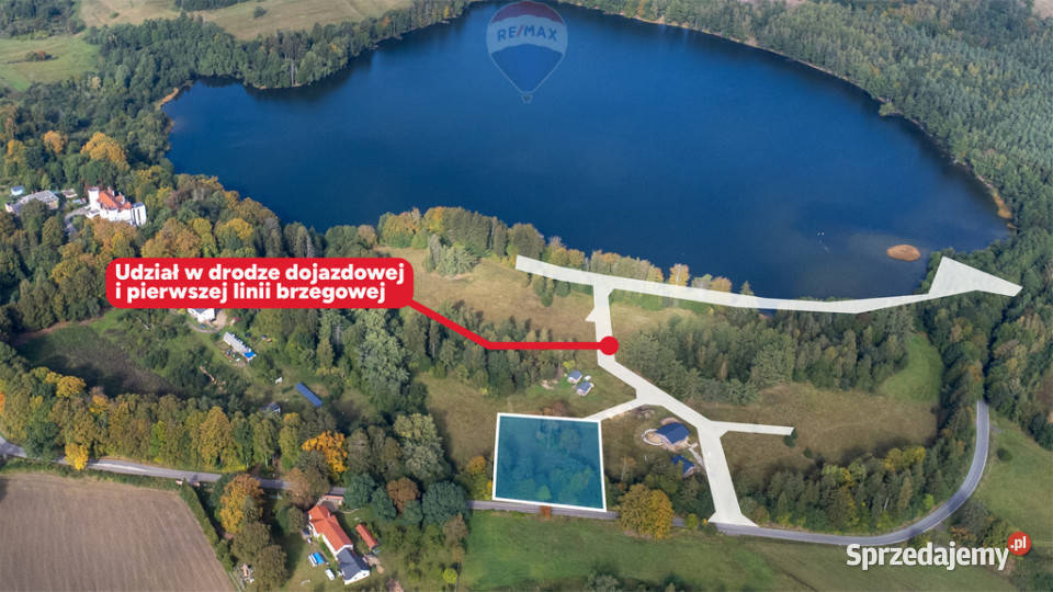 Działka jeziorem w Cetuniu szambo Cetuń