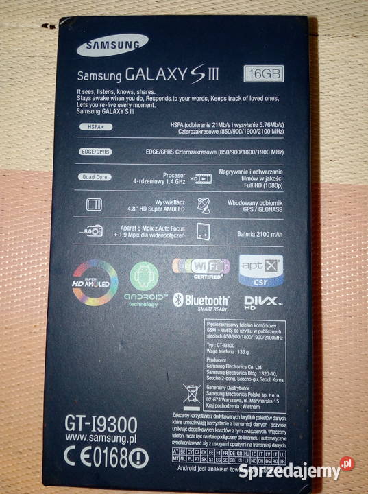 pudełko telefonie CALAXY S III 3G S śląskie Sosnowiec
