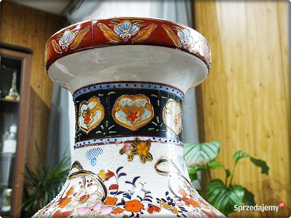 Duży Wazon Porcelana ręcznie malowana Złotem wys Żary